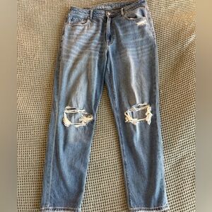 American Eagle Outfitters Blue Ripped Straight Leg Jeans